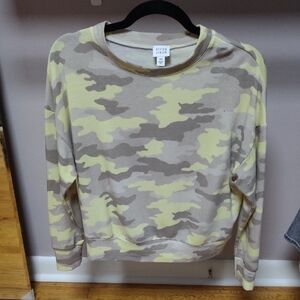 Patterned Crew Neck Sweater - Yellow and Gray